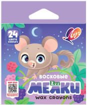 Мелки восковые ЛУЧ ZOO 24цв, шестигран., 8*90мм Мелки восковые ЛУЧ ZOO 24цв, шестигран., 8*90мм