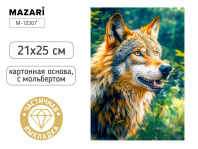 Мозаика алмазная по номерам на картоне с мольбертом  21*25см "Волк" (частичная выкладка)