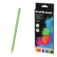 Цветные карандаши пластиковые ErichKrause Черная серия шестигранные 12 цветов (в коробке с европодвесом 12 шт)