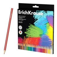 Цветные карандаши пластиковые ErichKrause Черная серия шестигранные 24 цвета (в коробке с европодвесом 24 шт)