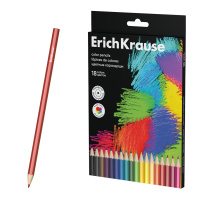 Цветные карандаши деревянные ErichKrause Черная серия шестигранные 18 цветов (в коробке с европодвесом 18 шт)