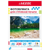Фотобумага INK JET deVENTE A6 (10*15см) 230г, 20л, матовая, односторонняя