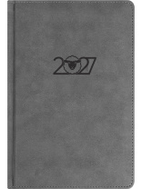 Ежедневник дат. 2027г. А5 168л., кожзам, тв.обл. "Символ года. Серый" 2 ляссе