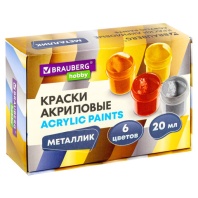 Краски акриловые МЕТАЛЛИК для рисования и творчества 6 цветов по 20 мл, BRAUBERG HOBBY, 192437 Краски акриловые МЕТАЛЛИК для рисования и творчества 6 цветов по 20 мл, BRAUBERG HOBBY, 192437