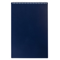 Блокнот БОЛЬШОЙ ФОРМАТ А4 80л, гребень, обложка пластик VELVET, клетка, HATBER, синий, 081279, 80Б4В1гр_01609