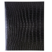 Тетрадь бумвинил А5 48л. скоба, офсет №1, клетка, ЧЕРНАЯ Metallic, тиснение CROCO, HATBER, 072232, 48Т5бвВ1