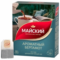 Чай МАЙСКИЙ "Ароматный бергамот" черный цейлонский байховый, 100 пакетиков по 1,5 г,, 102627