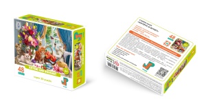 Пазл 3D  48 дет.  15*22см "Котята и букет"