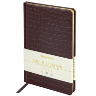 Еженедельник датированный 2026 А5 145х215мм BRAUBERG Comodo, под кожу, темно-коричнев, 117166