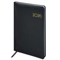Еженедельник датированный 2026 А5 145х215мм BRAUBERG Select, балакрон, черный, 117182
