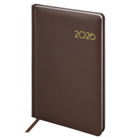 Еженедельник датированный 2026 А5 145х215мм BRAUBERG Select, балакрон, коричневый, 117183