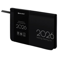 Еженедельник датированный 2026 МАЛЫЙ ФОРМАТ 95х155мм А6 BRAUBERG Vista, под кожу, Black, 117205