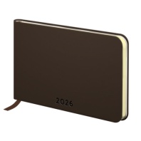 Еженедельник датированный 2026 МАЛЫЙ ФОРМАТ 95х155мм А6 BRAUBERG Unique, темно-коричневый, 117207