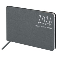 Еженедельник датированный 2026 МАЛЫЙ ФОРМАТ 105х160мм А6 BRAUBERG Blaze, фольга, серый, 117218