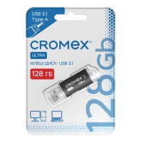 Флеш-диск 128GB CROMEX Ultra USB 3.1, металлический корпус, черный, 514165