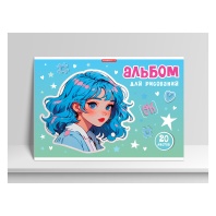 Альбом А4 20л клеевой кор. "Яркая девочка" твин.УФ-лак, 100гр/м2