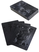 Карты игральные 54шт,  "Круги" пластик, черные