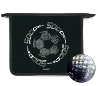 Папка д/тетрад. А5 (240*205*40) 1отд. молния сверху, пластик, фольга "Мяч на чёрном"