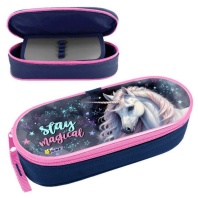 Пенал-косметичка с откид.планкой (210*85*50) молния, ткань "Звёздный единорог"