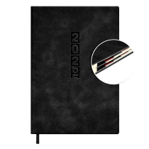 Ежедневник дат. 2026г А5 176л., кожзам, мягк.пер. "#Думай как миллиардер. Тиволи глосс черный" выруб