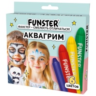Аквагрим для лица и тела 6 ярких цветов, FUNSTER, легко смываются, 192571