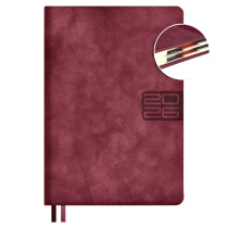 Ежедневник дат. 2026г А5 176л., кожзам, тв.пер. "#Думай как миллиардер. Тиволи глосс бордовый"выруб