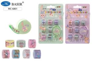 Набор скотча декоративного, 7шт. +диспенсер, в блистере