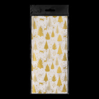 Набор ErichKrause Decor 4 листа упаковочной бумаги тишью Елочки золотые 50х70см