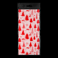 Набор ErichKrause Decor 4 листа упаковочной бумаги тишью Елочки красные 50х70см