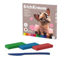 Пластилин классический ErichKrause Frenchie 12 цветов со стеком, 192 г (в коробке 12 шт)