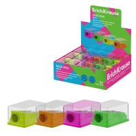 Точилка пласт. с контейнером  1 отв. Base Mini, Neon, ассорти