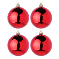 Набор елочных шаров  8 см, 4 шт., красный, пластик