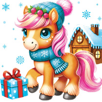 Салфетка "НГ Лошадка" 24*24см, 50 шт., 1слой