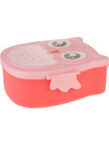 Ланч-бокс 2 отд., 800мл "Совушка" розовая + приборы