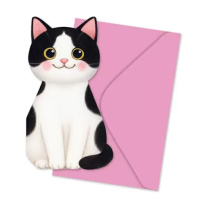 Открытка фигурная б/т "Котик" черно-белый с конвертом Открытка фигурная б/т "Котик" черно-белый с конвертом