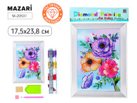 Мозаика алмазная по номерам на картоне 17,5*23,8см "Цветы" ассорти (частичная выкладка)