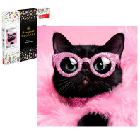 Мозаика алмазная по номерам на холсте 30*30см "Гламурная кошечка" с подрамником