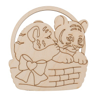 Заготовка деревянная Подвеска "Тигрята в корзине" 9см Заготовка деревянная Подвеска "Тигрята в корзине" 9см