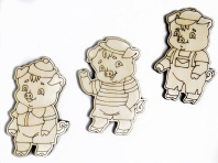 Заготовка деревянная Силуэт "Три поросенка" 3шт, 10см Заготовка деревянная Силуэт "Три поросенка" 3шт, 10см