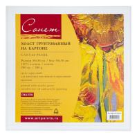Холст на картоне 30*30 см "Сонет" 100% хлопок, 280 г/м2, мелкое зерно