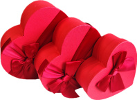 Набор подарочных коробок  3в1 "Сердце" с бантом, красный 16*14*6, 19*17*7.5, 22*20*9см