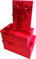 Набор подарочных коробок  3в1 с бантом, красный 19*12*6.5, 21*14*8, 23*16*9.8см