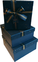 Набор подарочных коробок  3в1 с бантом, чёрный 15*15*6.5, 17*17*8, 19*19*9.5см