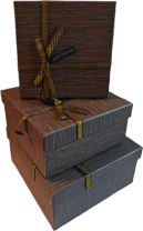 Набор подарочных коробок  3в1 с бантом, шоколад 15*15*6.5, 17*17*8, 19*19*9.5см