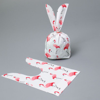 Мешок подар. ПВХ  с ушами 13*22см "Фламинго" 50шт/уп