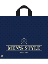 Пакет 34*40см (70мк) с петлевой ручкой "Менс стиль синий" Глянец ПВД