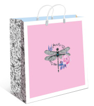 Пакет 30*30*10см "Стрекоза" с пласт. ручками, мягкий пластик