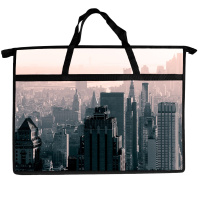 Папка А3 (470*335*50) с ручками, молния сверху, пластик "Город"