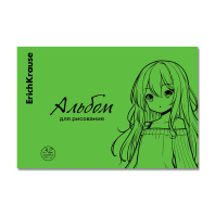 Альбом для рисования на скобе c пластиковой обложкой ErichKrause Anime, Neon зеленый, А4, 32 листа