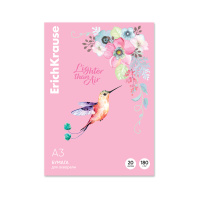 Бумага для акварели в картонной папке ErichKrause Колибри, А3, 20 листов